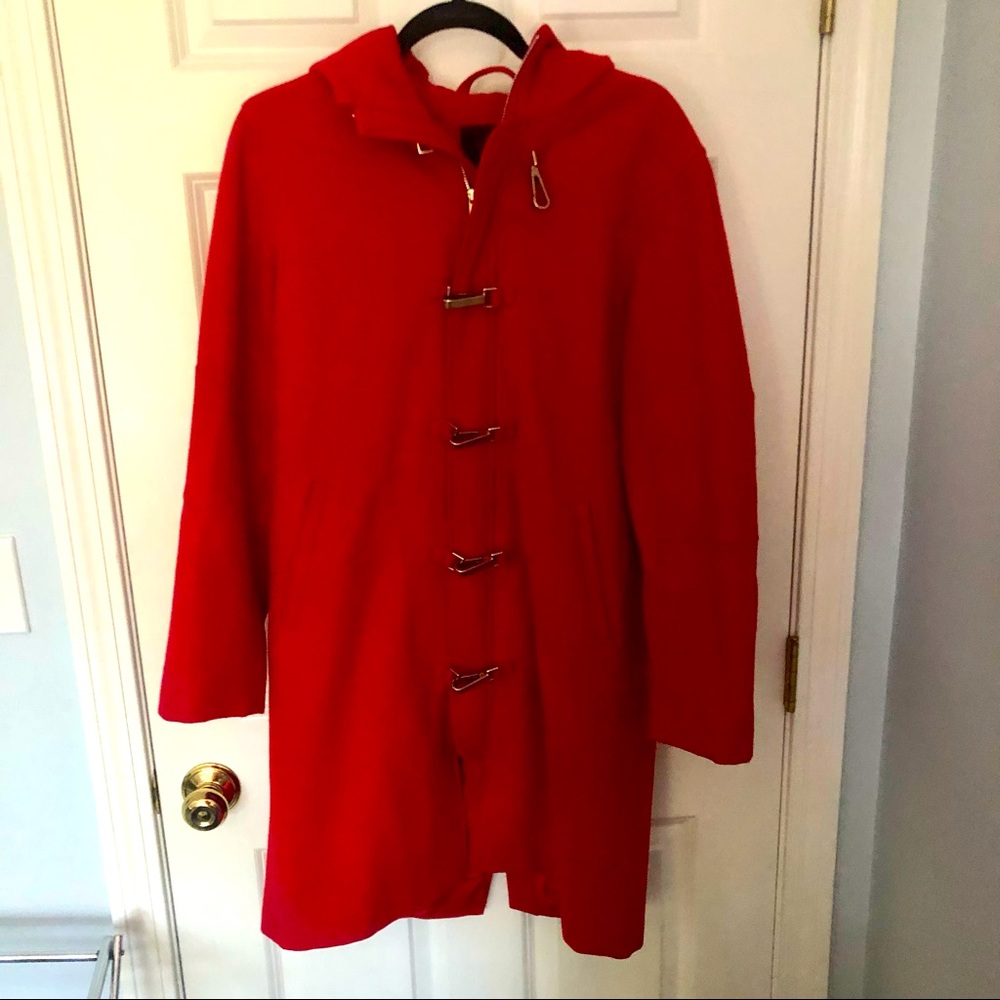 Red Classic Preppy Ralph Lauren Toggle Close Coat